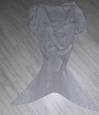 KIRKTON HOUSE SHIMMERY SILVER GREY KNITTED MERMAID TAIL BLANKET ONE SIZE