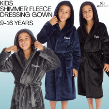 Personalised Kids Fleece Dressing Gown Unisex Boys Girls Soft Warm Children Robe