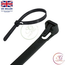 Releasable /Reusable Cable Ties Black Nylon Zip Tie Wraps Choose Size & Qty