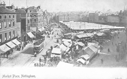 Nottingham market place - nottingham, trams