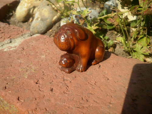 Hand carved wood netsuke - carved,