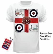 Mod Scooter T Shirt, Lambretta, George Cross T Shirt, poppy, Target, Mod