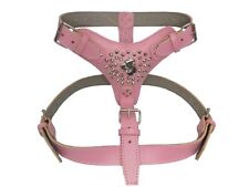 Extra Large Heavy Duty Baby Pink Leather Dog Harness with Cane Corso Badge