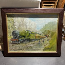 Oil painting steam locomotive - painting,