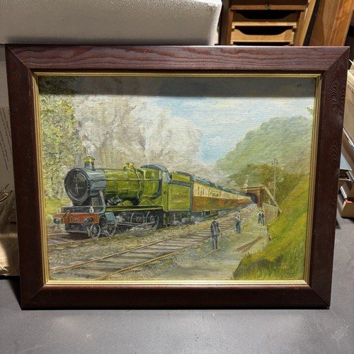 Oil painting steam locomotive - painting,