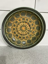 IDEN POTTERY HANDMADE SHALLOW GREEN & ORANGE WAX RESIST DISH DENNIS TOWNSEND