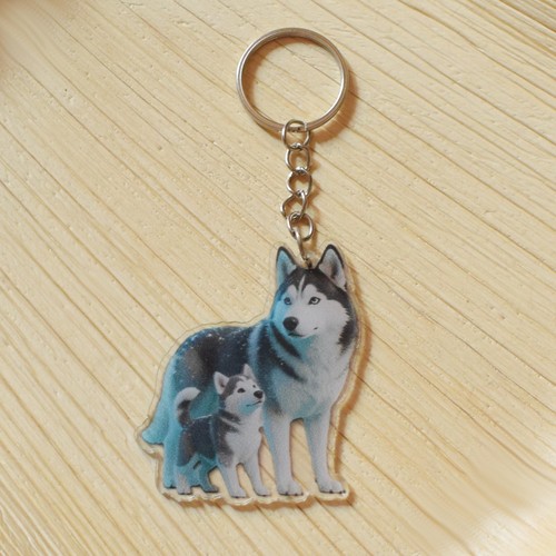 Siberian husky puppy keyring - siberian,
