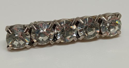 Antique clear paste bar brooch - clear,