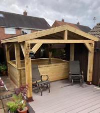 3.6x3.6 H/D Hot Tub Wooden Timber Garden Patio Pergola/GAZEBO Kits 150x150 Posts