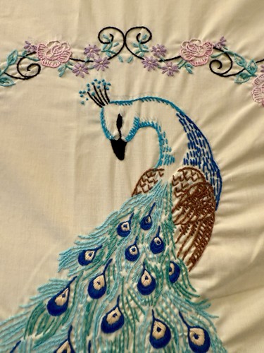 Vintage embroidered peacock - vintage,