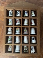 20 Thimbles In Wooden Display