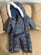 Marks & Spencer girls flowered hooded snowsuit age 12-18 month