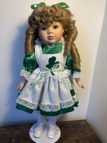 Porcelain doll irish costume - doll.,