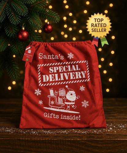 Red christmas santa sack large - red,