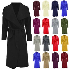 Women's Long Duster Jacket French Belted Trench Waterfall Coat Ladies Italian 