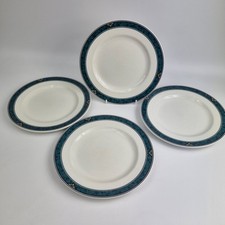 4 x  Churchill Vitrified Hotel Ware Blue verona Side Plates Vintage 8"