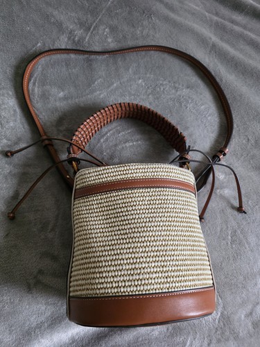Zara raffia lined bucket bag - lined,