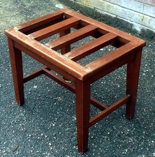 Edwardian antique Arts & Crafts luggage suitcase rack solid mahogany bedside 