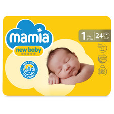 Mamia Newborn Size 1 Nappies 24 Pack • 2–5kg • Leak Lock • Soft & Dry Fit