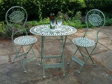 Cast & Wrought Iron French Style Patio Bistro Set Folding Chairs & Table