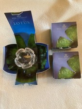 Trio of 3 Royal Copenhagen Crystal Lotus Flower Tealight  Holders with Boxes