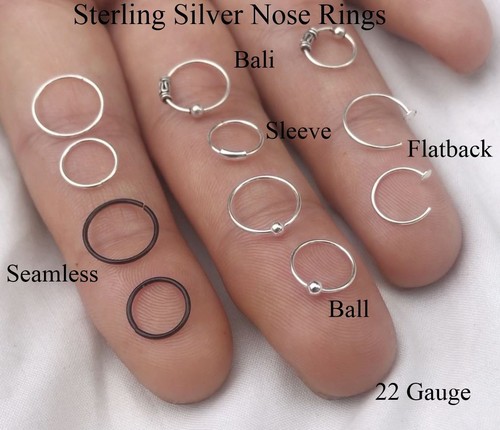 Sterling silver nose ring - sterling, hoop