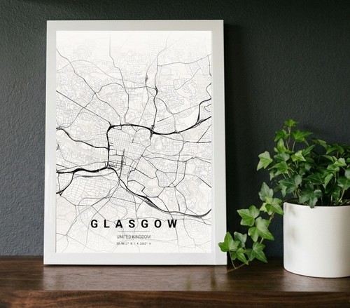 Glasgow city map print poster - glasgow,