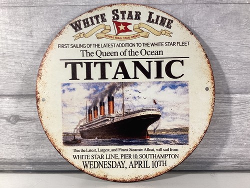 Titanic metal sign white - titanic,