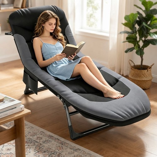 Foldable sun lounger black - sun,