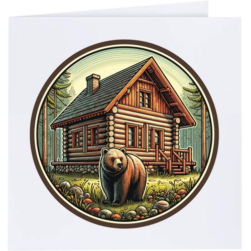Log cabin with - cabin, bear'
