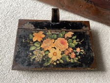 Antique Toleware Hand Painted Floral Tin Box