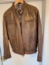 Aviatrix Men's Leather Jacket Brown Tan, Single-Breasted, Vintage Style