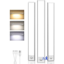 3pc 30cm Motion Sensor Light 54 LED USB Rechargeable Under Cabinet Dimmable Lamp