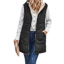 Ladies Hooded Body Warmer Fur