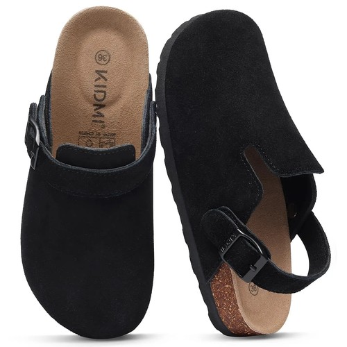 Women suede clogs cork - suede, footbed