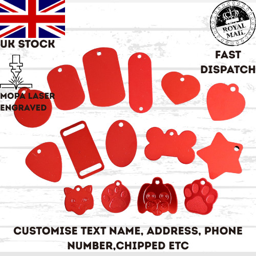 Dog tag red engraved - dog,