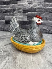 Antique Stafford Pottery Hen On A Nest Victorian Era 5 Inches Tall Damaged Beak