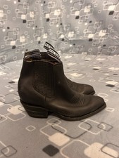 New Grinders Mustang Brown Leather Cowboy Boot Slip On Cuban Heel Chelsea Boots