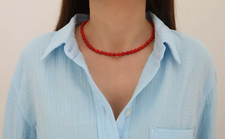 Oval Red Coral Necklace, Coral