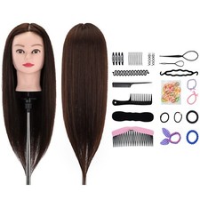 Training Head 22" 90% Real Hair Styling Manikin Cosmetology Mannequin Doll Head