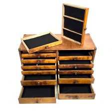 Vintage Large Wooden Engineers Toolbox / Tool Box / Collectors Cabinet Chest