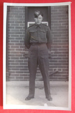 WW2 RPPC BRITISH SOLDIER UNIFORM FORAGE CAP ROYAL ARTILLERY ? SCARBOROUGH PHOTO