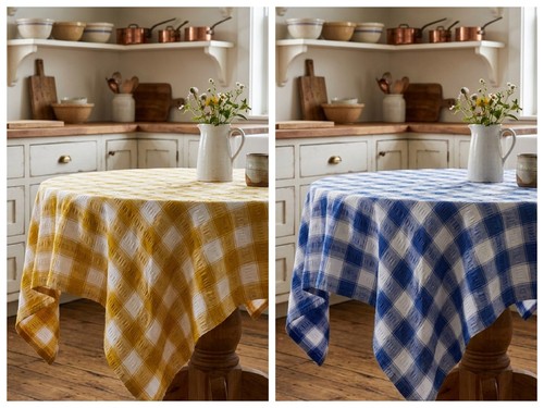 Seersucker check tablecloth - seersucker,