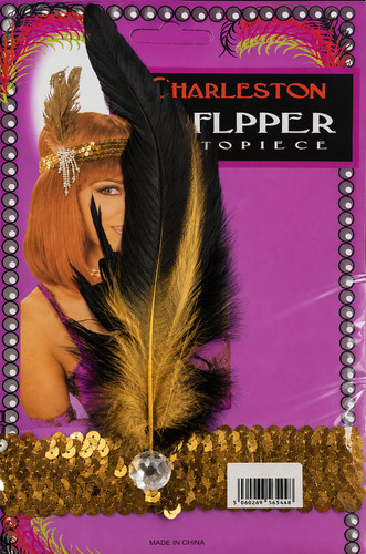 Gold sequin feather headband - feather,