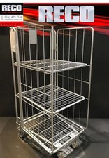 REFURBISHED 3 SIDED ROLL CONTAINER WITH TWO SHELF / CAGE / ROLLING PALLET 