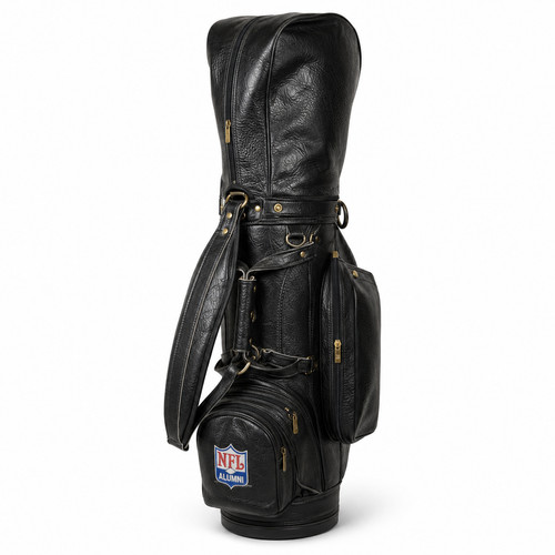 Vtg black leather nfl - leather,