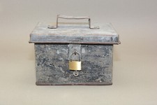 Antique tin storage box with