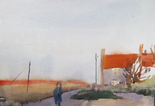 Original watercolour lane - watercolour,, 'lane
