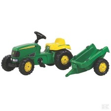 John Deere Childrens Pedal Tractor With Trailer Kids Ride On Farm Toy