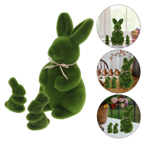 Green flocked bunny rabbit - green,